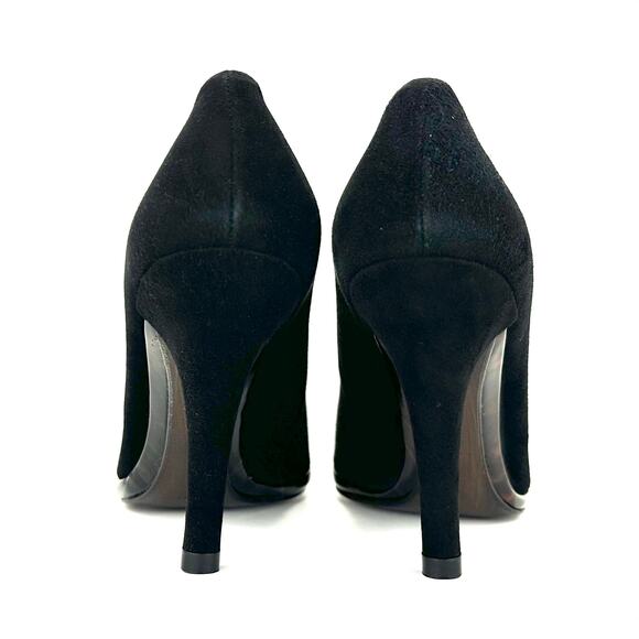 Stuart Weitzman Black Stiletto Heel Pump Sz 7 Suede Almond Toe Mini Platform New - Picture 5 of 14